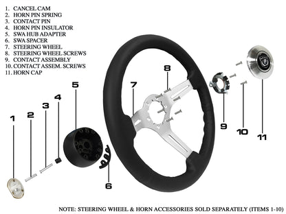 VSW Retro Series | Buick Tri-Shield Black Horn Cap | STE1010-19B