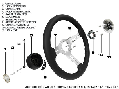 VSW Retro Series | Camaro Tri-Bar | Black Horn Cap | STE1024-19B