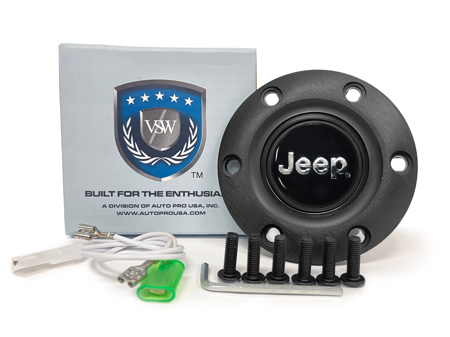 1974-95 Jeep 6-Bolt Steering Wheel Kit | Black Leather / Black Aluminum