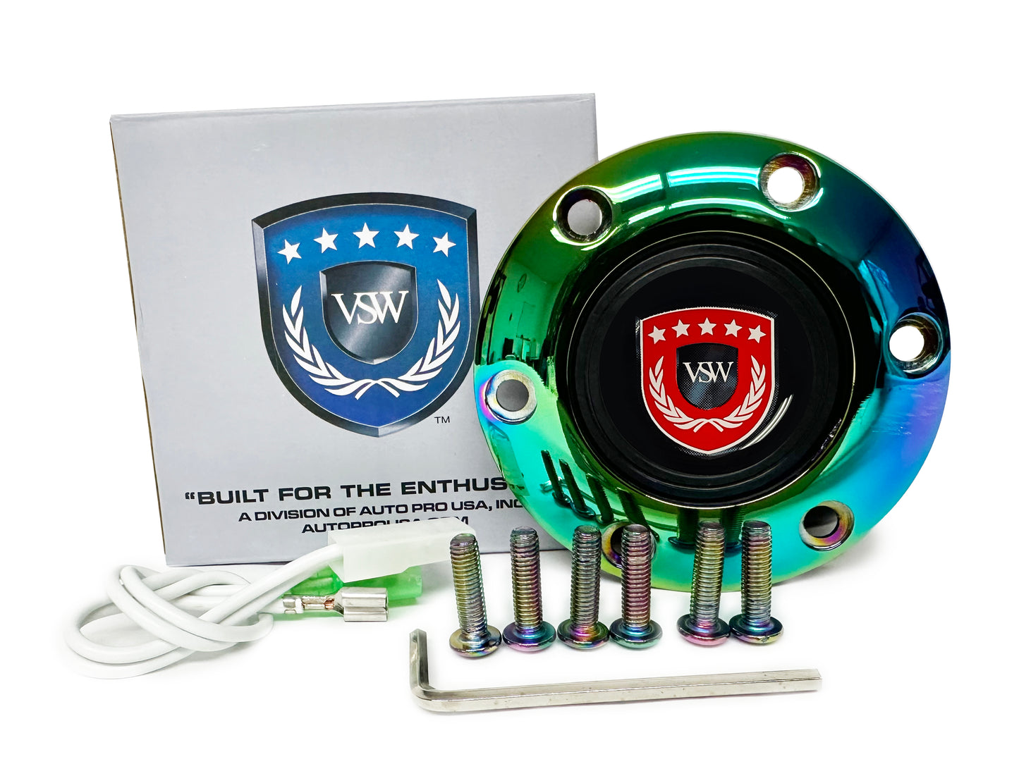 VSW S6 | Red VSW Emblem | Neo-Chrome Horn Button | STEVSWRED-NEO