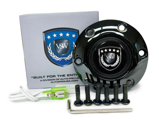 VSW S6 | Black VSW Emblem | Black Chrome Horn Button | STEVSWBLK-BLKCHR
