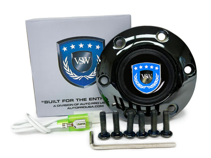 VSW S6 | Blue VSW Emblem | Black Chrome Horn Button | STEVSWBLU-BLKCHR