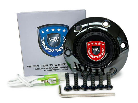 VSW S6 | Red VSW Emblem | Black Chrome Horn Button | STEVSWRED-BLKCHR