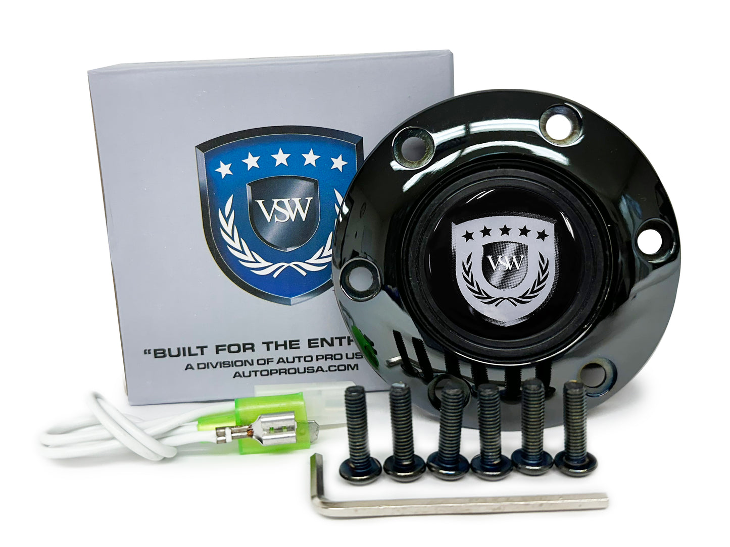 VSW S6 | Silver VSW Emblem | Black Chrome Horn Button | STEVSWSIL-BLKCHR