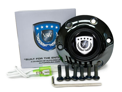 VSW S6 | White VSW Emblem | Black Chrome Horn Button | STEVSWWHT-BLKCHR