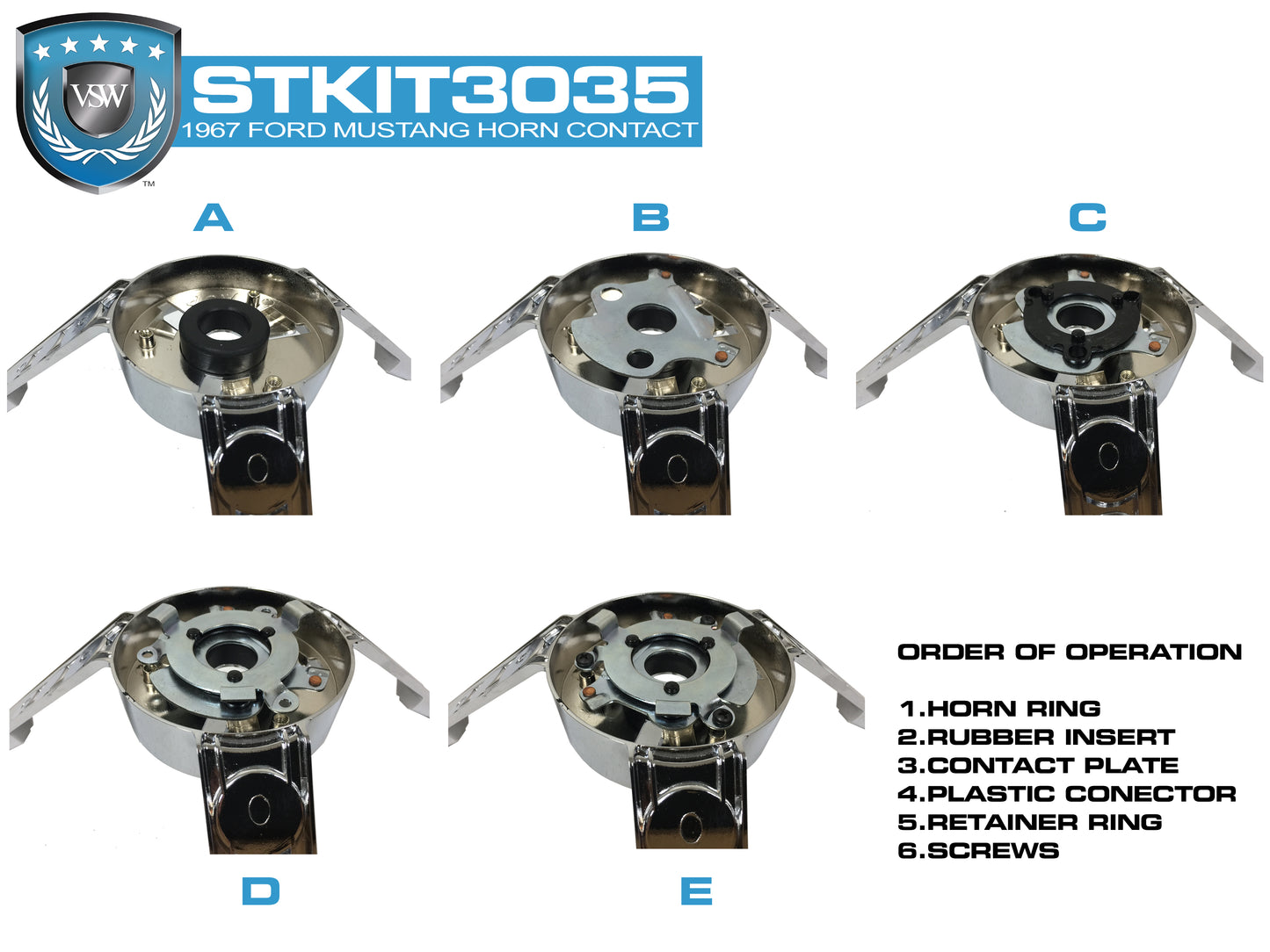 1967 Ford Mustang / Mercury Cougar Horn Contact Kit | ST3035HORNKIT