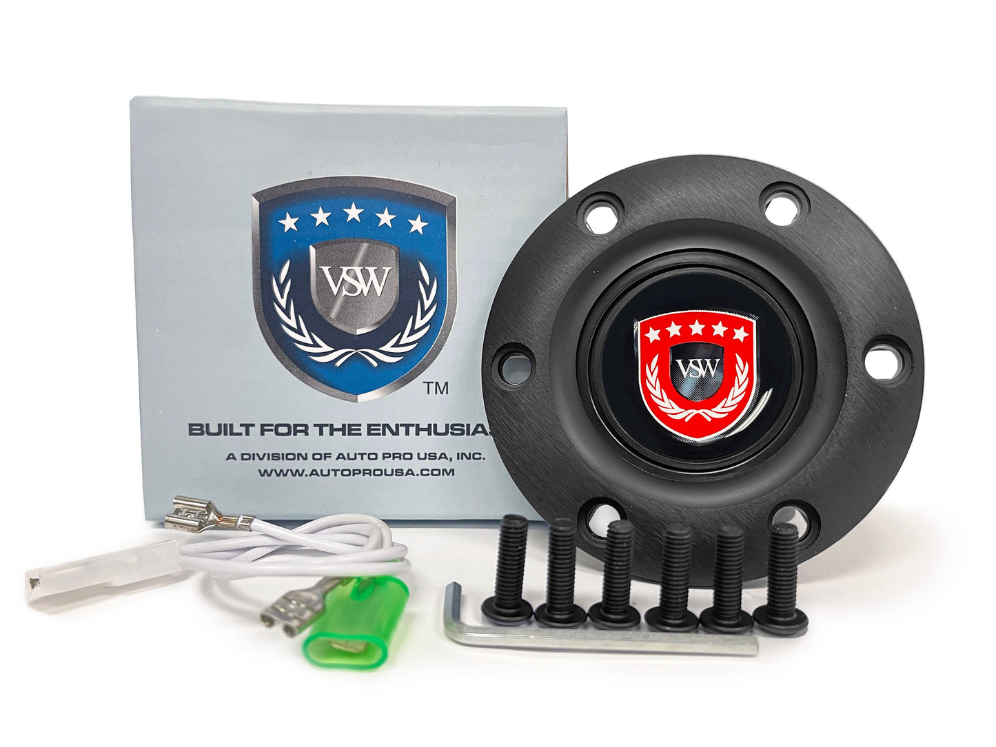 VSW S6 | Red VSW Emblem | Black Horn Button | STEVSWRED-BLK