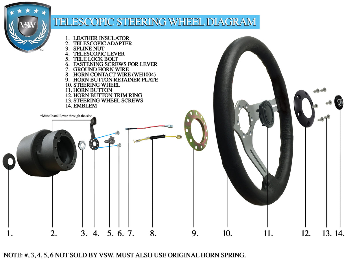 VSW GM telescopic steering wheel kit parts diagram
