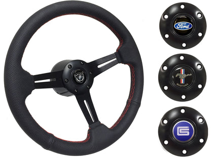 1964.5 Ford Mustang Steering Wheel Kit | Perforated Black Leather