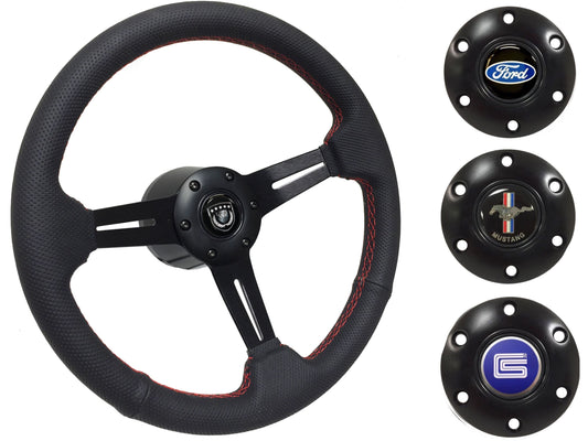 1984-04 Ford Mustang Steering Wheel Kit | Perforated Black Leather | ST3586RED
