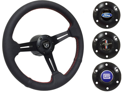 1979-82 Ford Mustang Steering Wheel Kit | Perforated Black Leather | ST3586RED