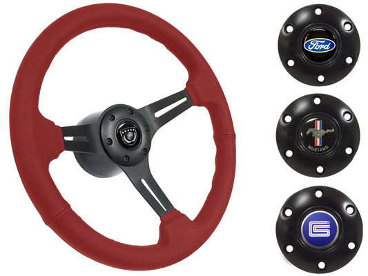 1964.5 Ford Mustang Steering Wheel Kit | Red Leather