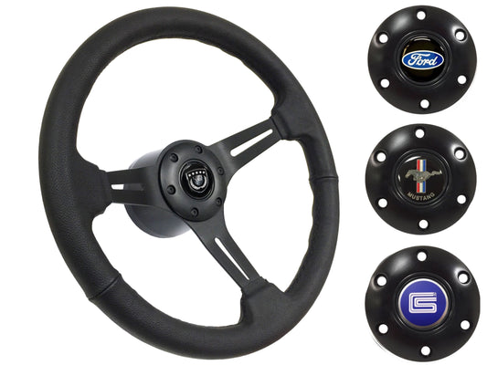 1964.5 Ford Mustang Steering Wheel Kit | Black Leather