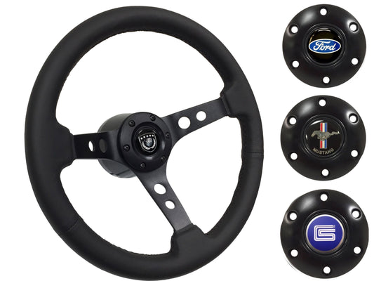 1964.5 Ford Mustang Steering Wheel Kit | Black Leather