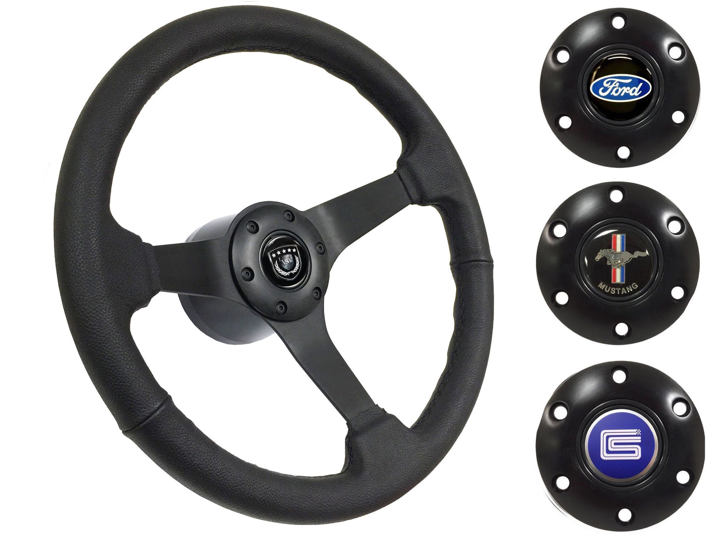 1964.5 Ford Mustang Steering Wheel Kit | Black Leather