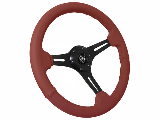 VSW S6 Sport Steering Wheel | Red Leather, Black Aluminum | ST3060RED