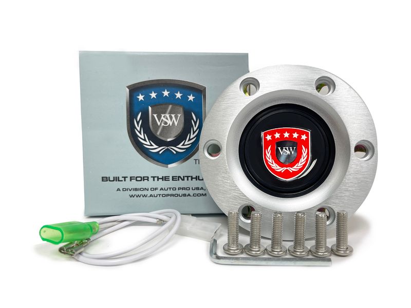 VSW S6 | Red VSW Emblem | Brushed Horn Button | STEVSWRED-BRU
