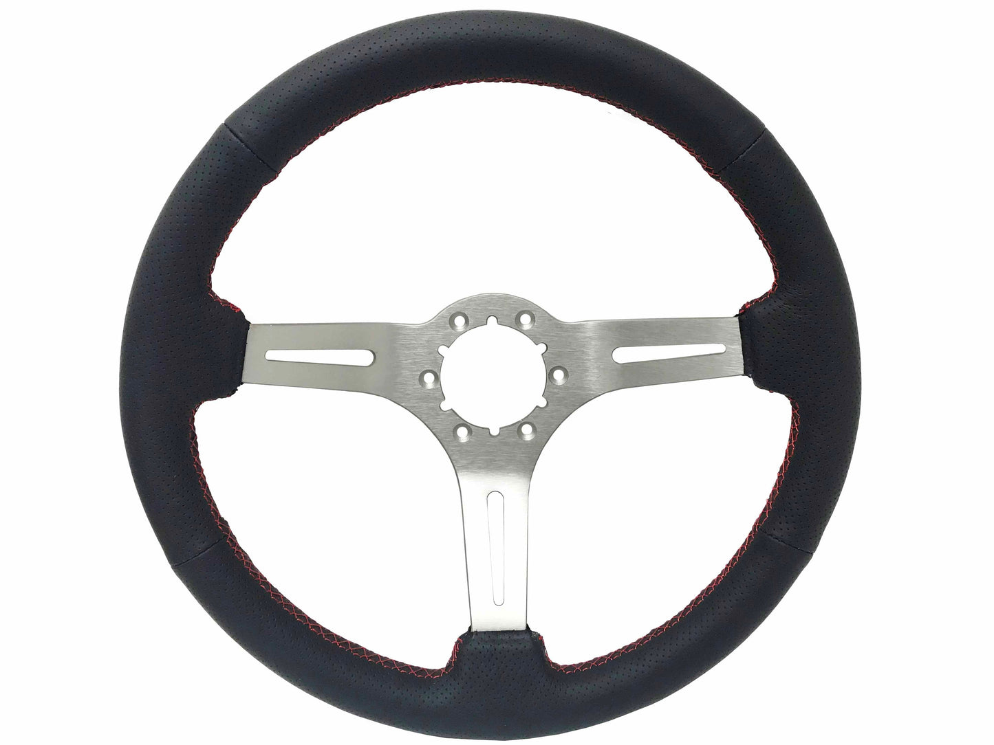 1962-68 Chevy Nova Steering Wheel Kit | Perforated Leather | ST3587BLK-RED