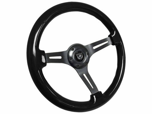 VSW S6 Sport Steering Wheel | Black Ash Wood, Black Aluminum Center | ST3073