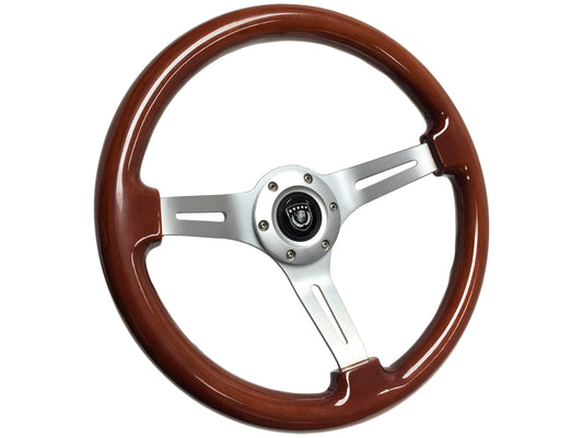 VSW S6 Sport Steering Wheel | Mahogany Wood, Brushed Aluminum | ST3027S