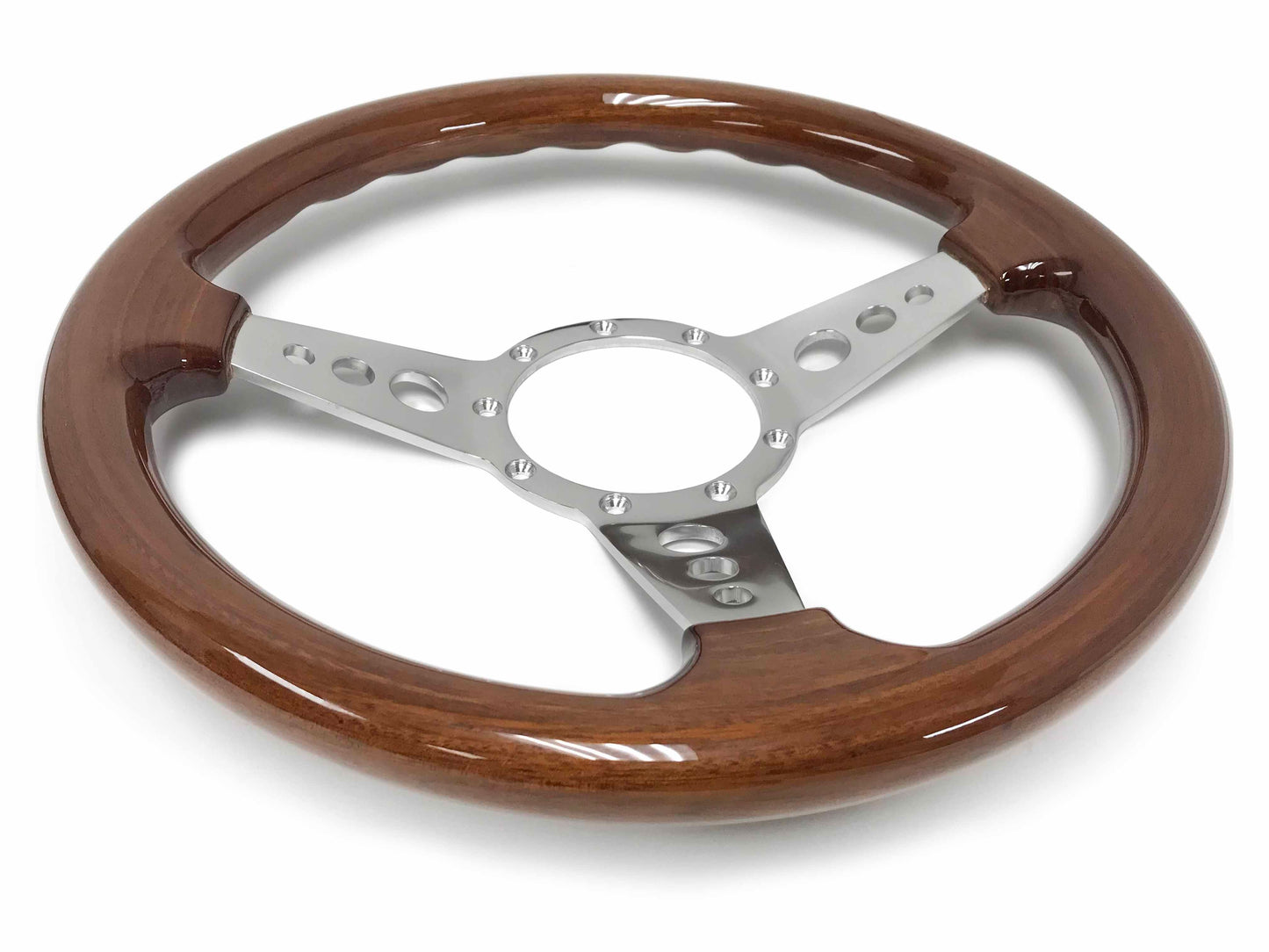 VSW S9 Deluxe Wood Steering Wheel | Walnut Wood, 3-Spoke w/ Holes | ST3076