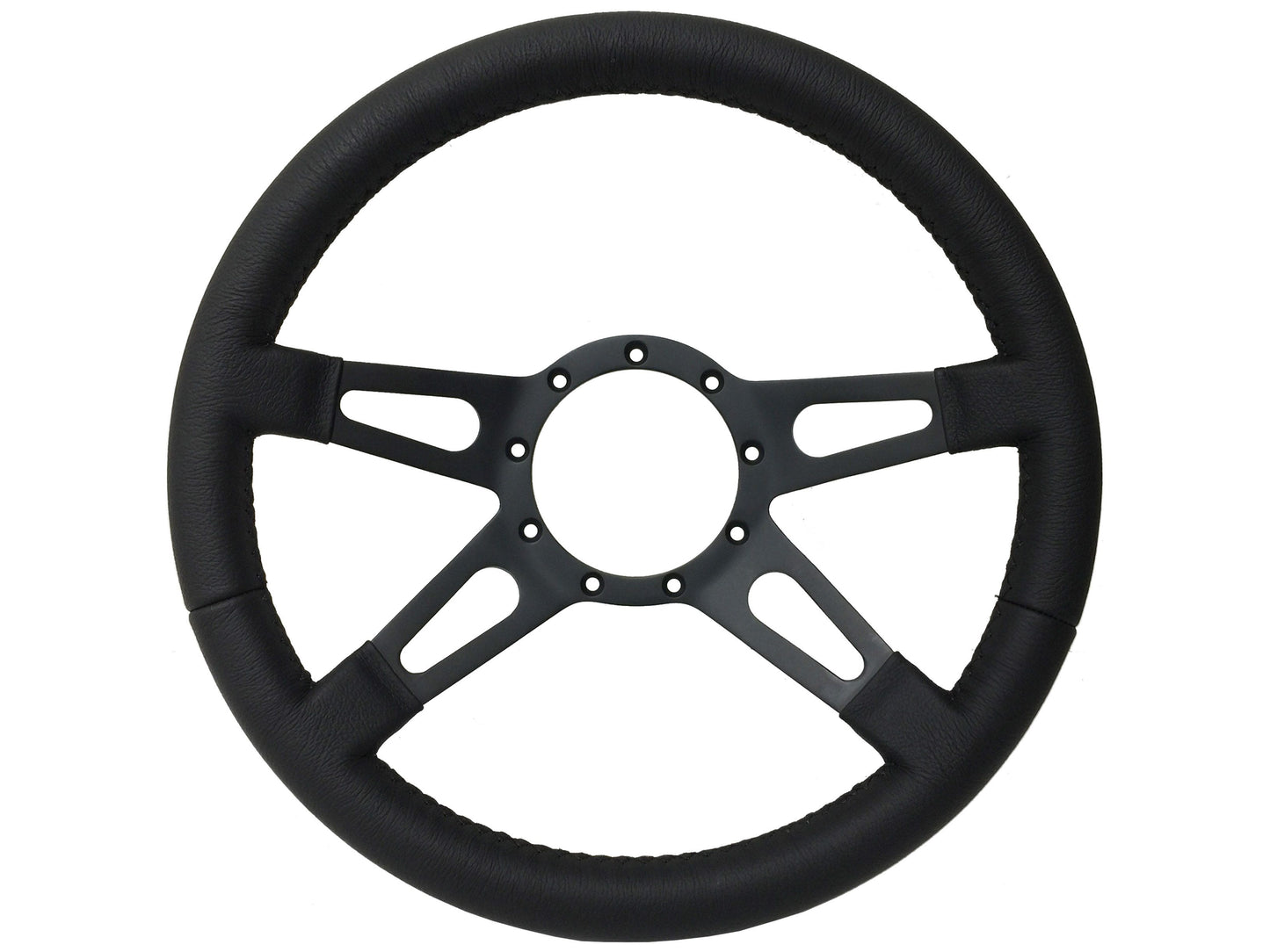 VSW S9 Premium Leather Steering Wheel | Black Leather, Slotted 4-Spoke | ST3170
