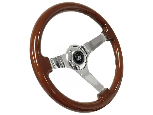 VSW S6 Sport Steering Wheel | Mahogany Wood, Chrome | ST3111