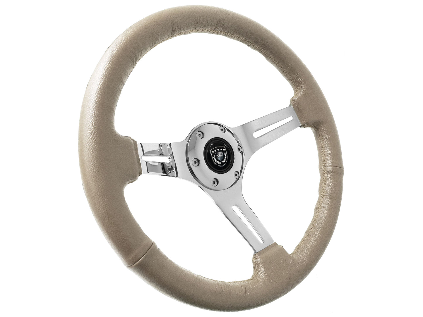 VSW S6 Sport Steering Wheel | Tan Leather, Chrome | ST3012TAN