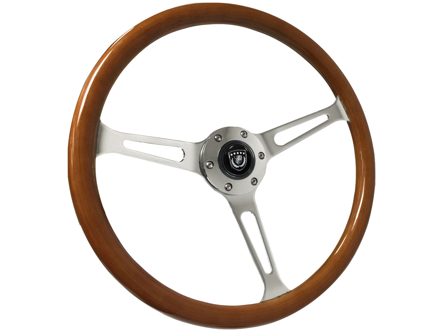 VSW S6 Steering Wheel | Classic Wood Slotted Chrome Center | ST3579