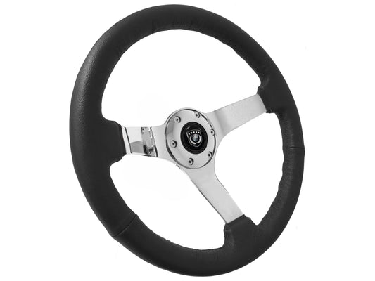 VSW S6 Sport Steering Wheel | Black Leather Chrome | ST3112BLK