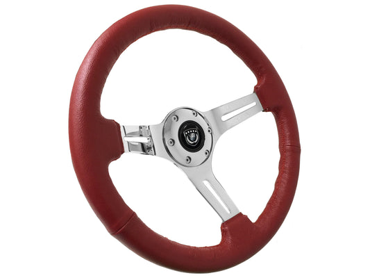 VSW S6 Sport Steering Wheel | Red Leather, Chrome | ST3012RED
