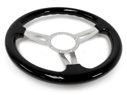 VSW S9 Deluxe Wood Steering Wheel | Black Ash Wood, Slotted | ST3077