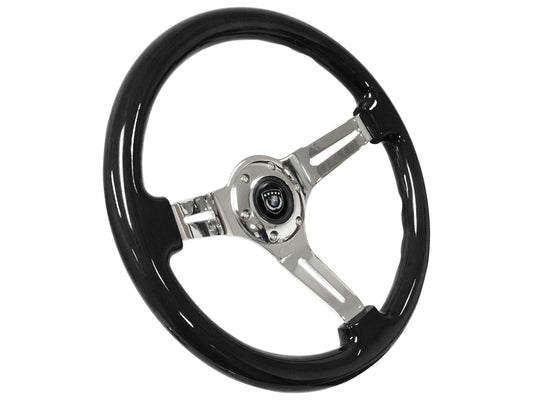 VSW S6 Sport Steering Wheel | Black Ash Wood, Chrome | ST3072
