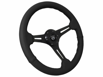 VSW S6 Sport Steering Wheel | Leather, Black Aluminum | ST3060BLK