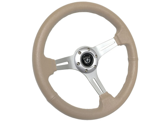 VSW S6 Sport Steering Wheel | Tan Leather, Brushed Aluminum | ST3014TAN