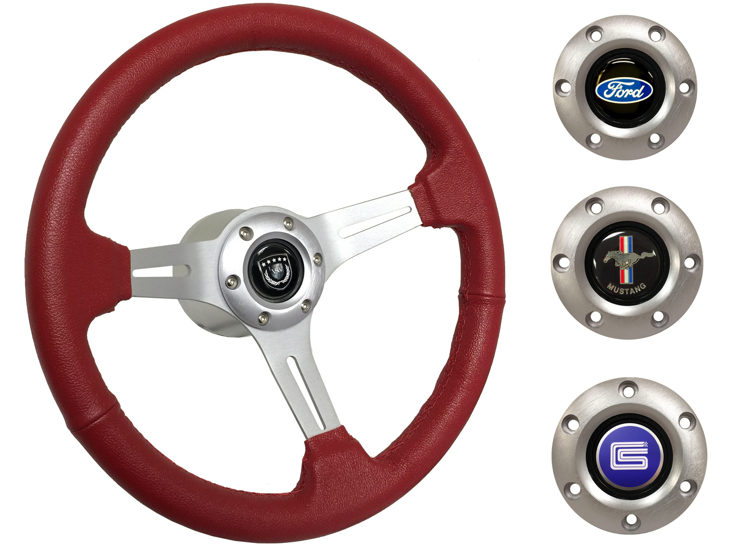 1964.5 Ford Mustang Steering Wheel Kit | Red Leather