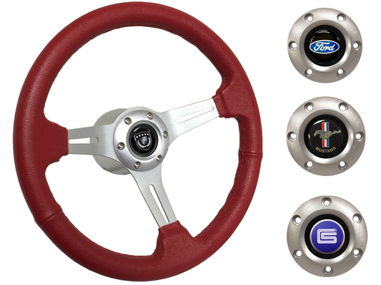 1984-04 Ford Mustang Steering Wheel Kit | Red Leather | ST3014RED