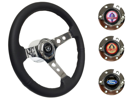 1964.5 Ford Mustang Steering Wheel Kit | Black Leather