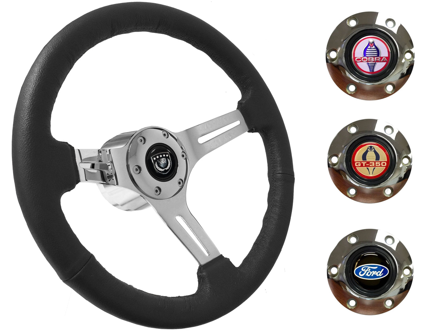 1964.5 Ford Mustang Steering Wheel Kit | Black Leather