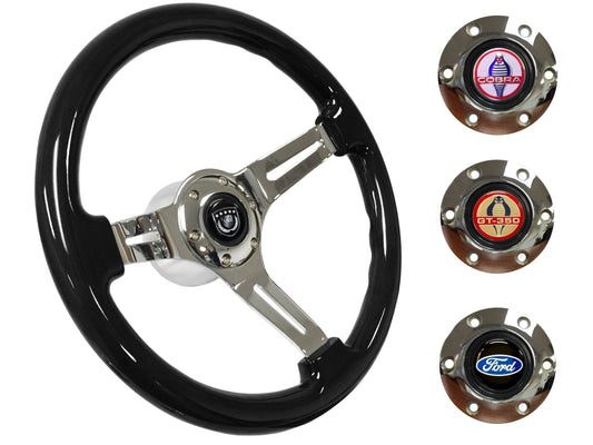 1964.5 Ford Mustang Steering Wheel Kit | Black Ash Wood