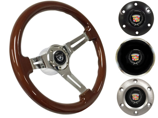 1969-89 Cadillac Telescopic Steering Wheel Kit | Mahogany Wood | ST3011