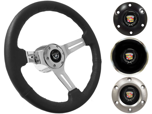 1969-89 Cadillac Telescopic Steering Wheel Kit | Black Leather | ST3012BLK