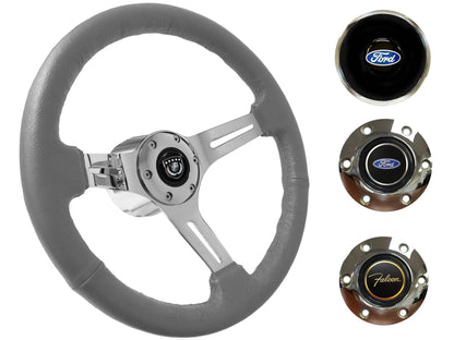 1963-64 Ford Falcon Steering Wheel Kit | Grey Leather | ST3012GRY
