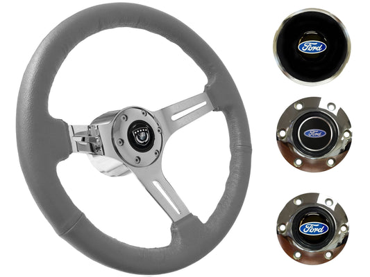 1967-69 Ford Galaxie Steering Wheel Kit | Grey Leather | ST3012GRY