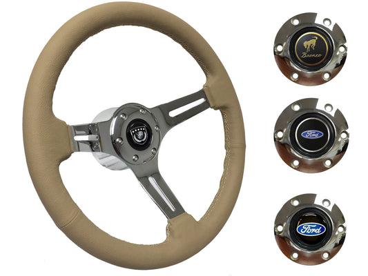 1966-72 Ford Bronco Steering Wheel Kit | Tan Leather | ST3012TAN