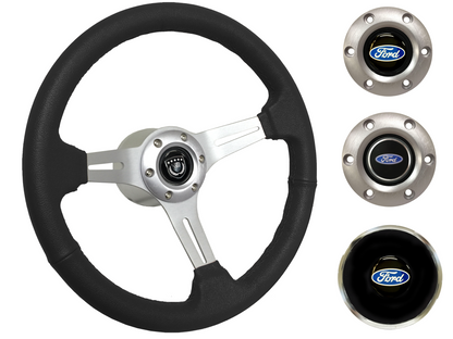 1965-68, 70-77 Ford Truck Steering Wheel Kit | Black Leather | ST3014BLK