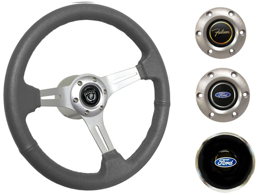 1963-64 Ford Falcon Steering Wheel Kit | Grey Leather | ST3014GRY