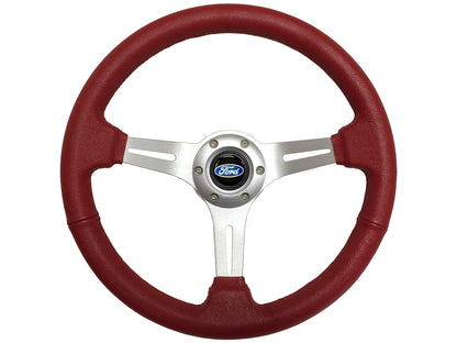 1965-67 Ford Mustang Steering Wheel Kit | Red Leather