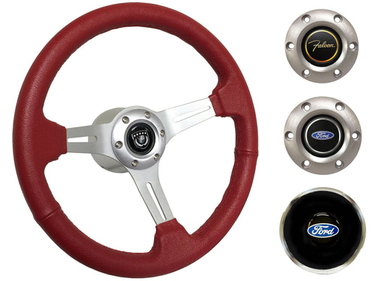 1963-64 Ford Falcon Steering Wheel Kit | Red Leather | ST3014RED