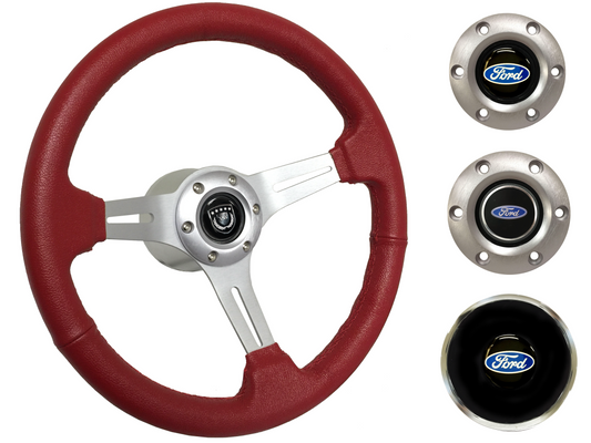 1967-69 Ford Galaxie Steering Wheel Kit | Red Leather | ST3014RED